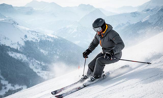 Skiër die buiten een bocht oefent op een besneeuwde piste